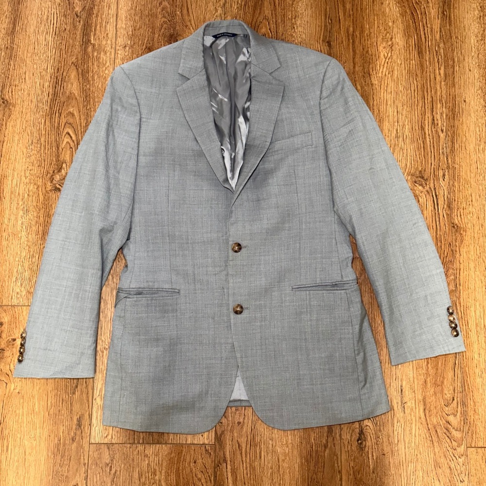 Ralph Lauren Slim Fit Mens 40L Gray 100% Wool Blazer Sport Coat 2-Button